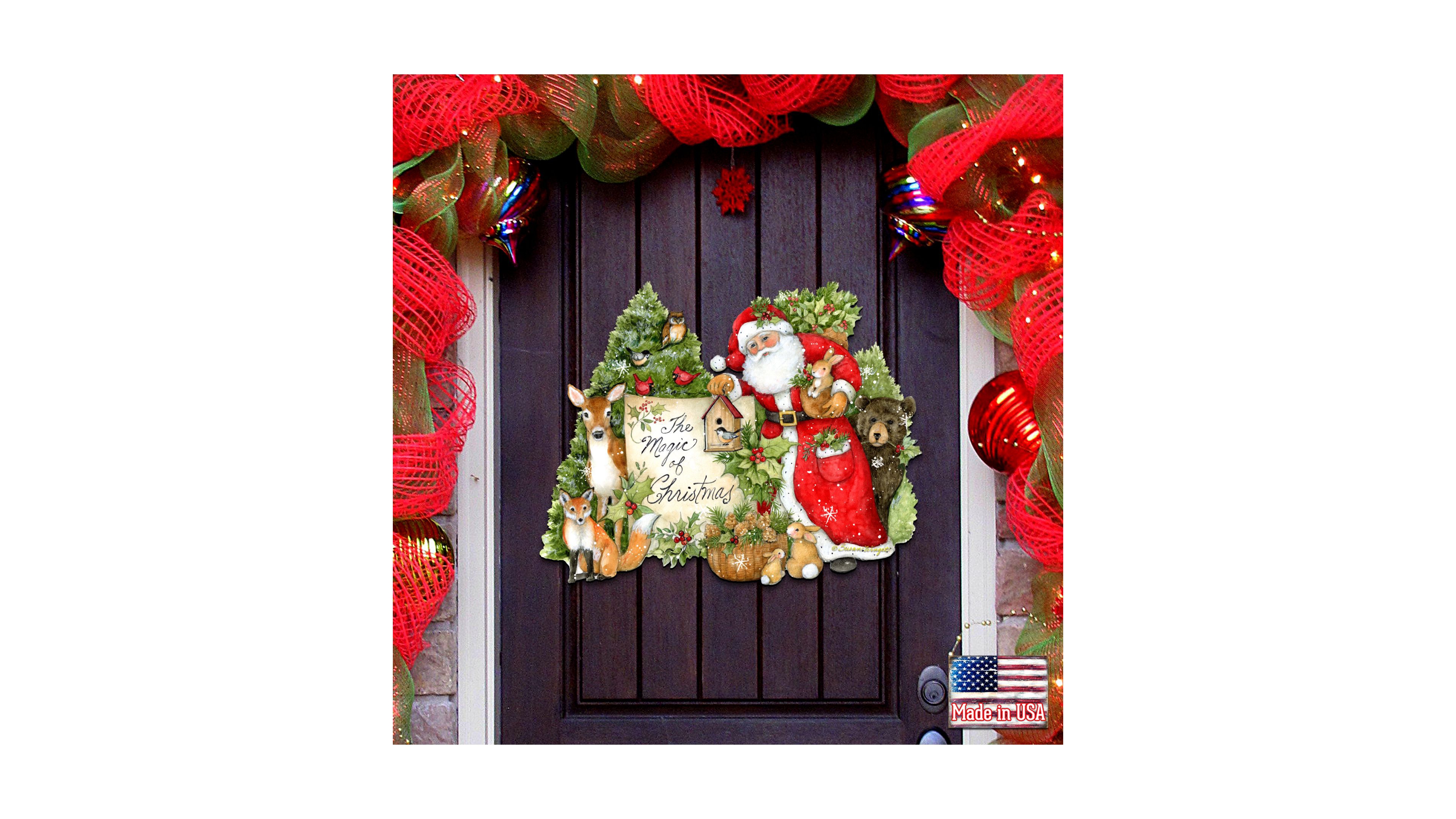 Designocracy by Susan Winget Woodland Playing Santa Wall and Door Decor