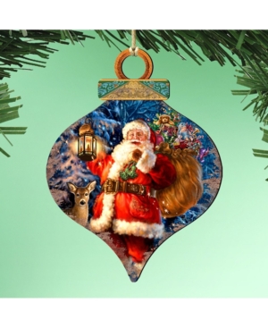 Designocracy By Dona Gelsinger Woodland Santa Ornament, Set Of 2 In Multi