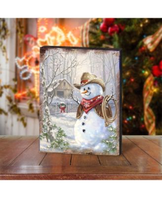 by Dona Gelsinger Cowboy Snowman Wooden Block