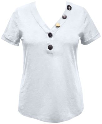 JM Collection - Petite Button-Front Top