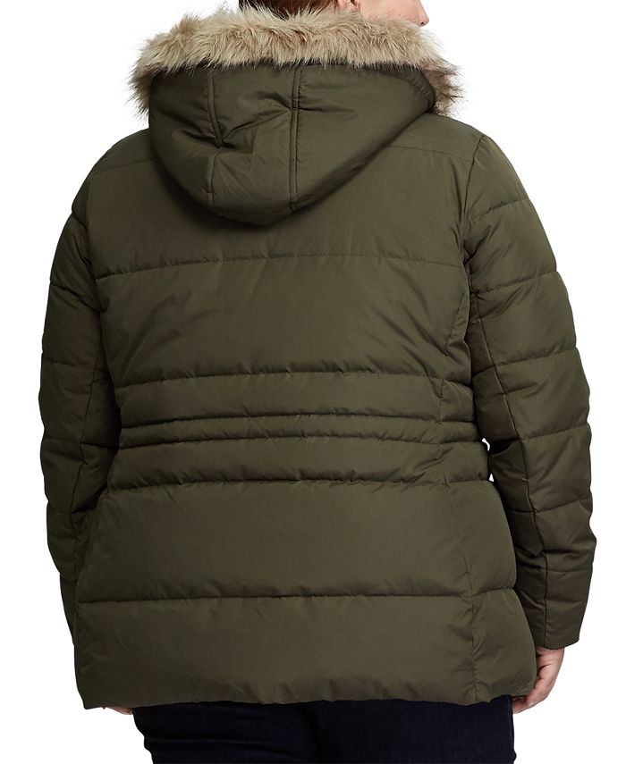 Lauren Ralph Lauren Plus Size Hooded Down Puffer Coat, Created for Macy