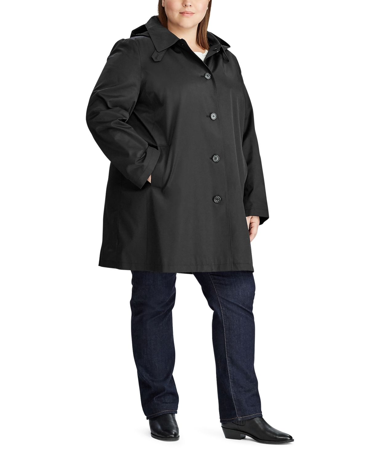 Lauren Ralph Lauren Womens Plus Size Hooded A-Line Raincoat, Created for Macys