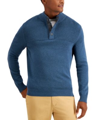 blue button sweater