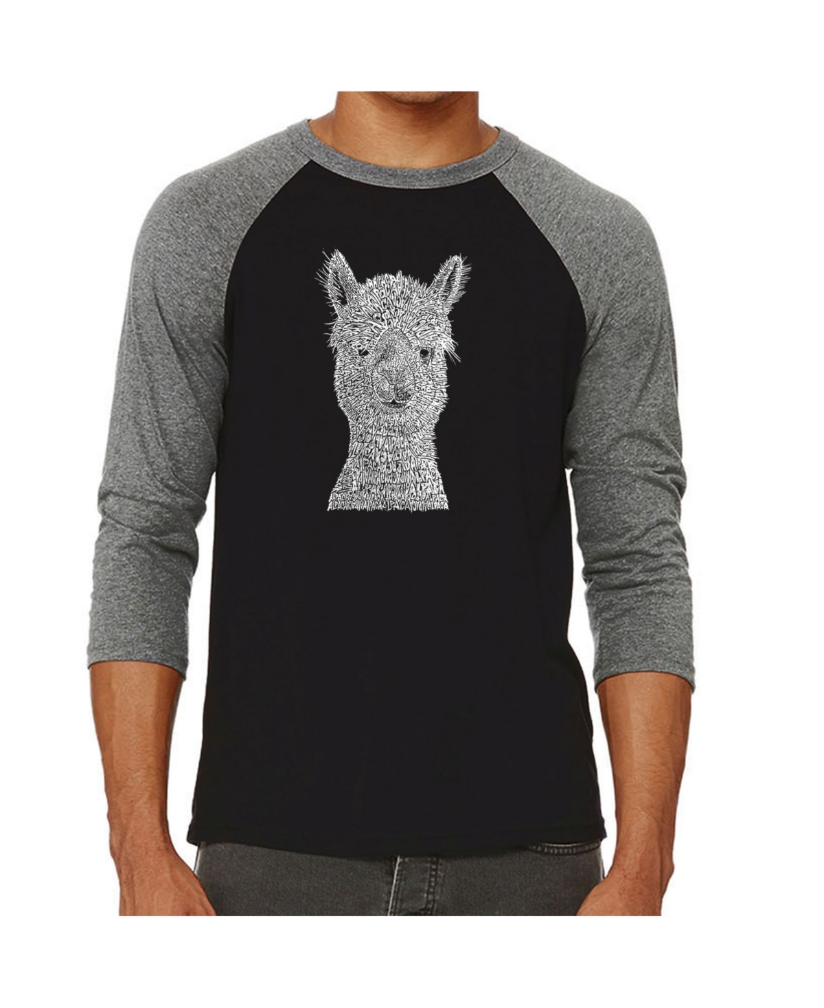 La Pop Art Alpaca Men's Raglan Word Art T-shirt