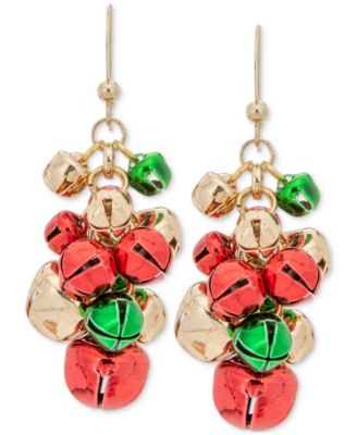 Holiday Lane - Tri-Tone Jingle Bell Shaky Drop Earrings