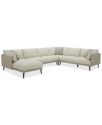 Furniture - Marleese 4-Pc. Fabric and Leather Sectional with Chaise