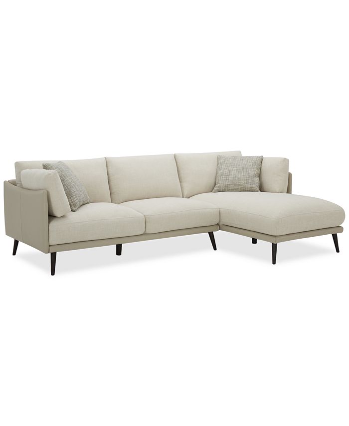Furniture CLOSEOUT! Marleese 2Pc. Fabric and Leather Sofa with Chaise