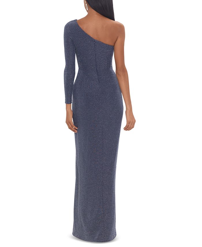 Betsy & Adam One-Shoulder Glitter-Knit Gown - Macy's