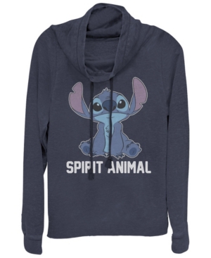 Fifth Sun Juniors Disney Stitch Spirit Animal V2 Fleece Cowl Neck Sweatshirt