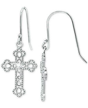 image of Giani Bernini Filigree Cross Drop Earrings in Sterling Silver, Created for Macy-s
