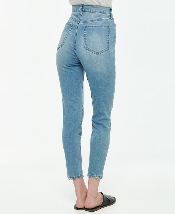 Vanilla Star Juniors' Exposed Button-Fly High Rise Skinny Jeans & Reviews - Jeans - Women - Macy's