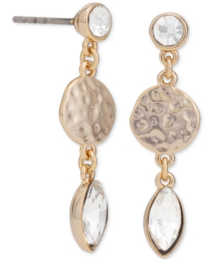 image of Rachel Rachel Roy Gold-Tone Crystal & Hammered Disc Drop Earrings