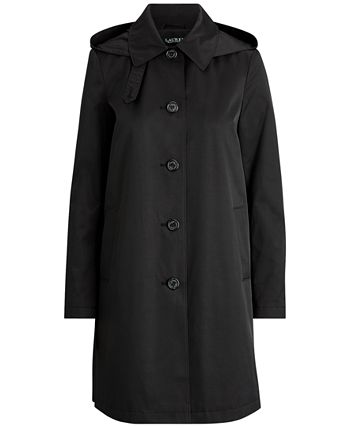 Lauren Ralph Lauren Women's Hooded Single-Breasted A-Line Raincoat 
