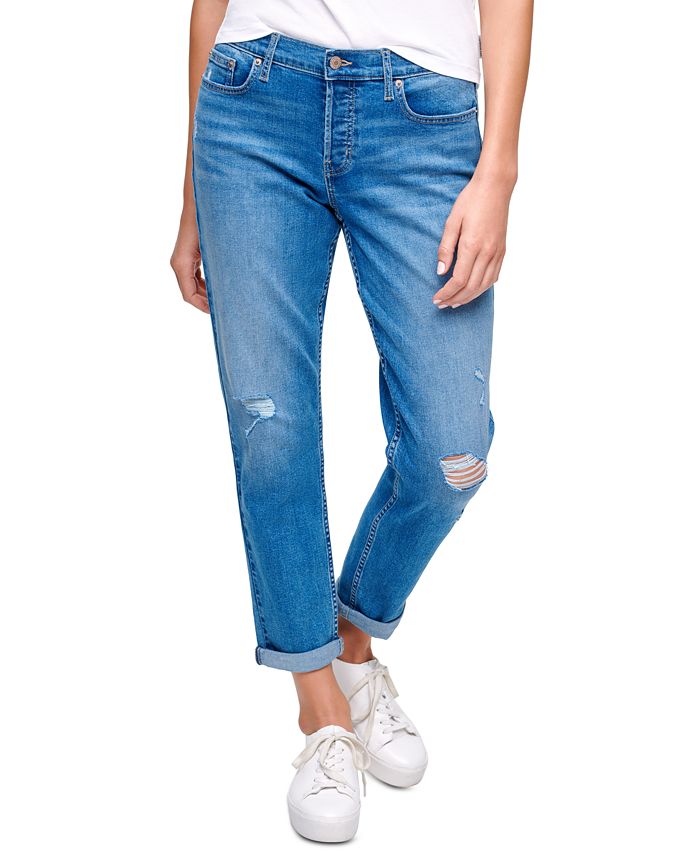 Calvin Klein Jeans Ripped Cuffed Jeans - Macy's