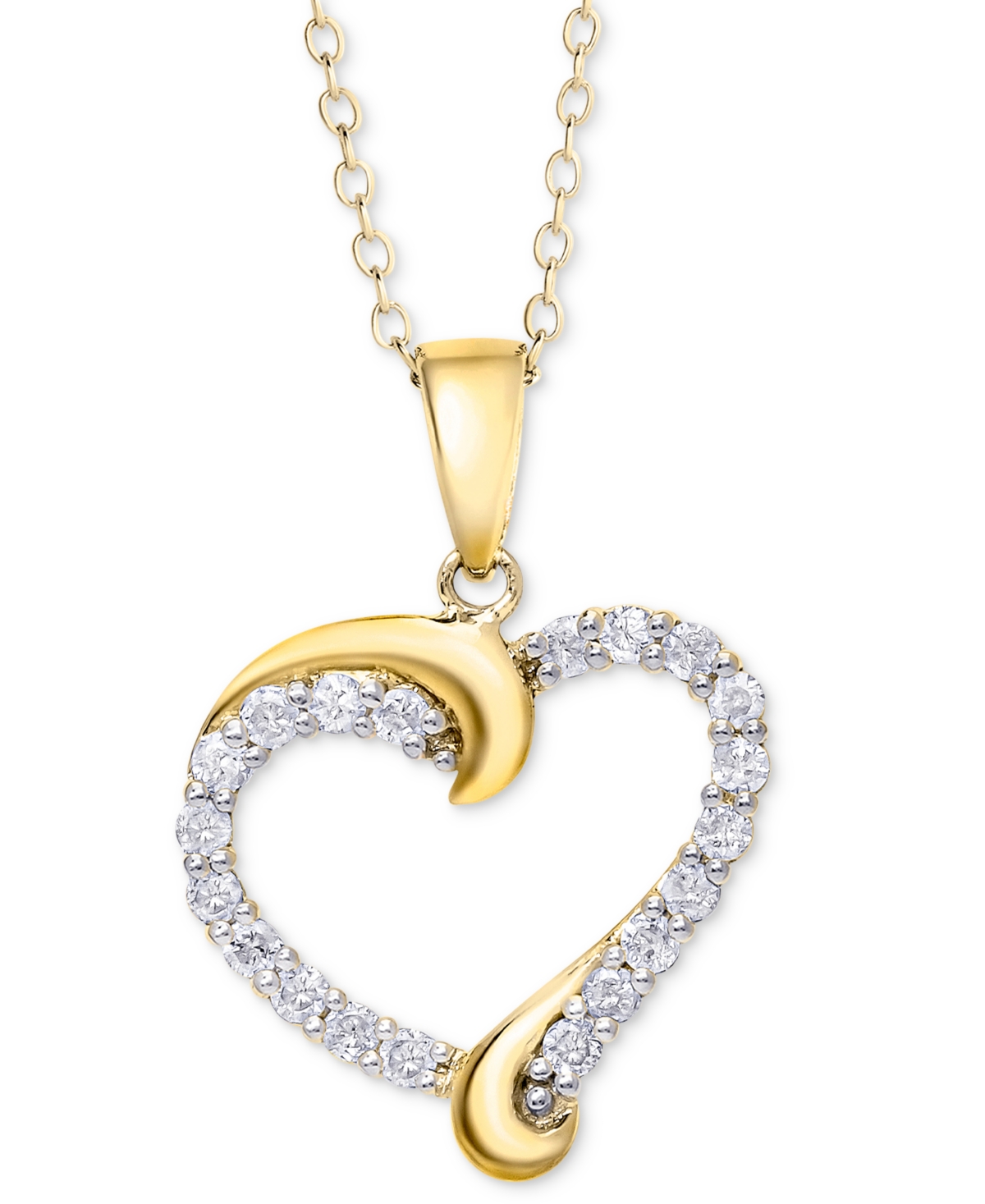 Shop Macy's Diamond Swirl Heart Pendant Necklace (1/2 Ct. T.w.) In Sterling Silver, 14k Gold-plated Sterling Sil In Gold-plated Sterling Silver