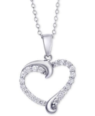 heart necklace with diamonds sterling silver