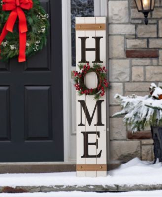 Wooden "Home" Floral Porch Sign, Set of 4