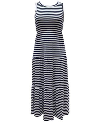 macy's blue and white striped dress