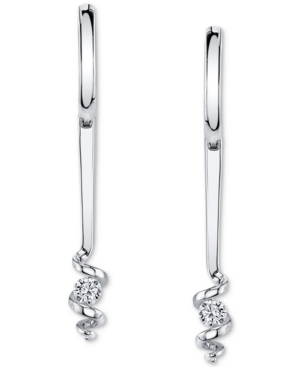 image of Diamond Spiral Linear Drop Earrings (1/5 ct. t.w.) in 14k White Gold