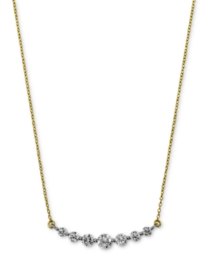 image of Diamond Graduated Bar Statement Necklace (1 ct. t.w.) in 14k Gold & White Gold, 16