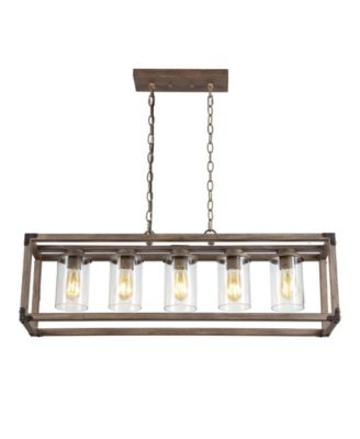Zeniba 5-Light Linear Adjustable Rustic Farmhouse LED Pendant