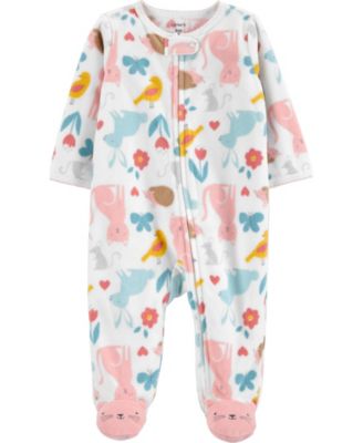 Carter's - Baby Girl  Animals 2-Way Zip Fleece Sleep & Play