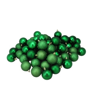 Northlight 60 Count Shatterproof 4-finish Christmas Hanging Ball Ornaments In Green