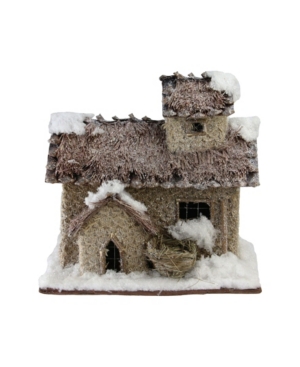 Northlight And Beige Two Story Snowy Cabin Christmas Table Top Decor In Brown
