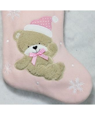 "Baby's 1st Christmas" Embroider Teddy Bear Christmas Stocking