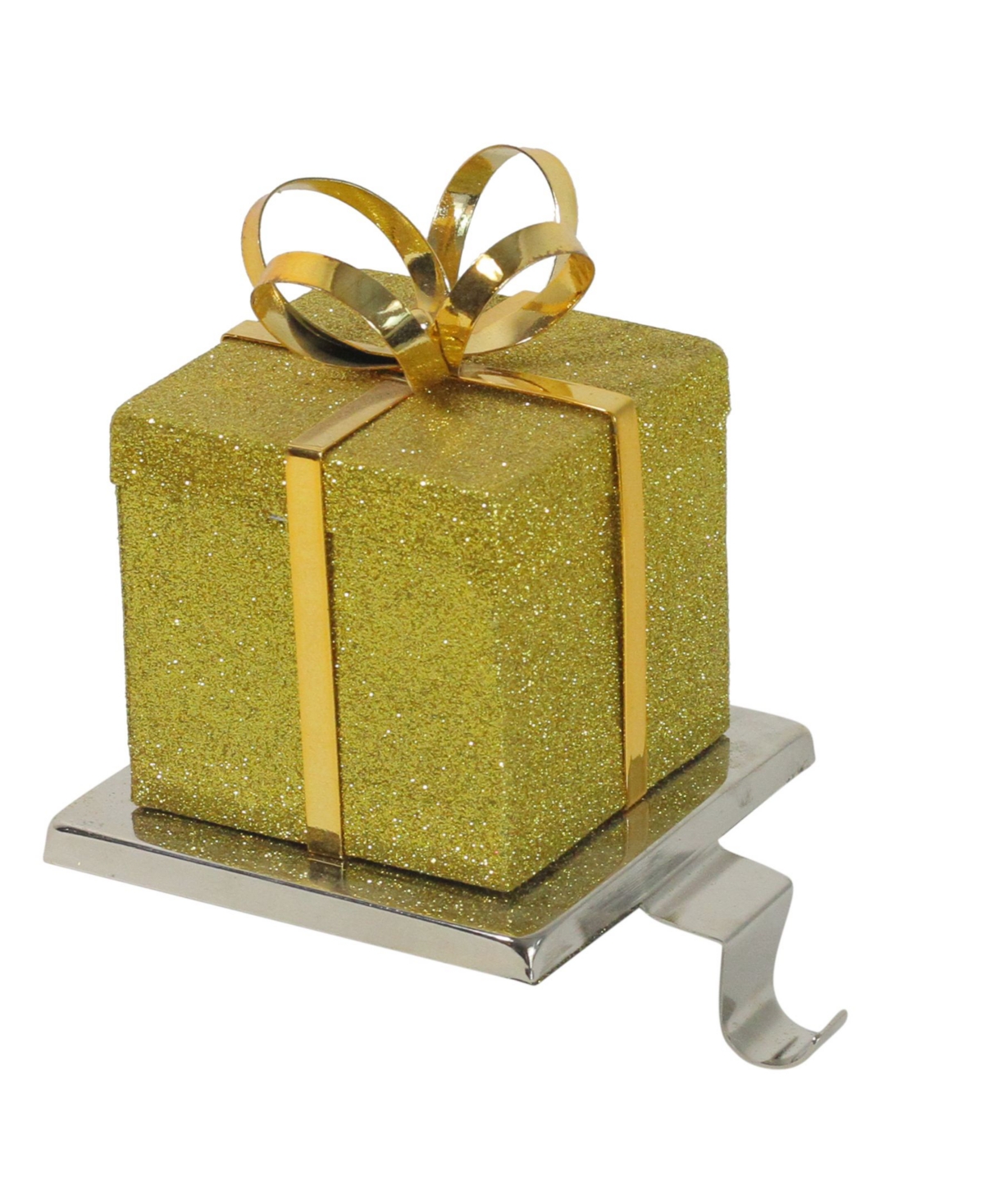 Glitter Gift Box Christmas Stocking Holder - Green