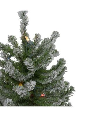 Pre-Lit Flocked Alpine Artificial Christmas Trees, Set of 3