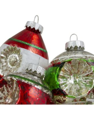 9 Count Finish Glass Christmas Finial Ornaments