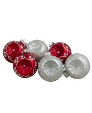 Northlight Count Retro Reflector Matte Glass Christmas Ball Ornament Set In Red