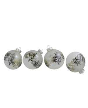Northlight Kids' Count Clear And Frosted Winter Tree Glass Christmas Ball Ornaments