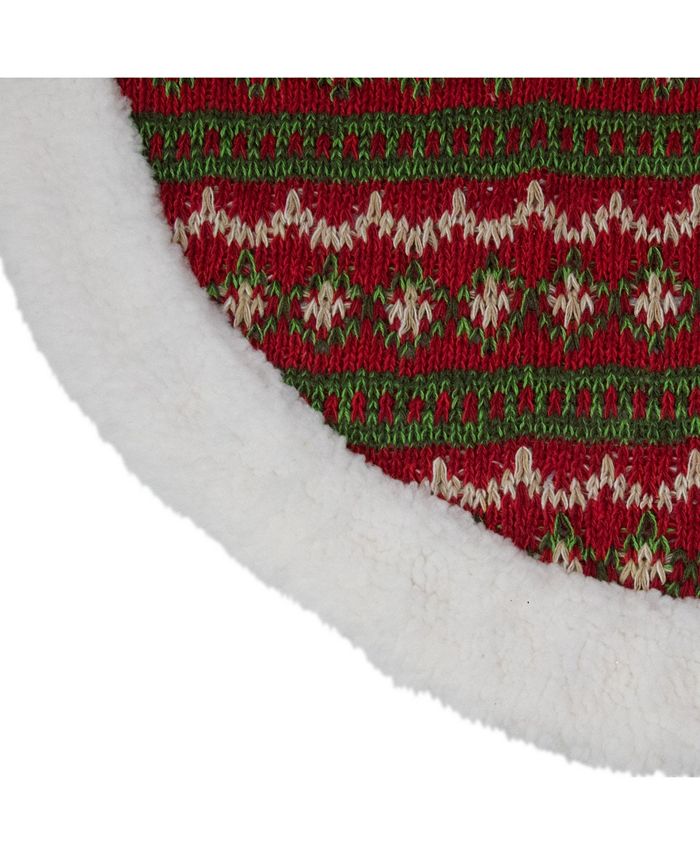 Northlight Lodge Knitted Mini Christmas Tree Skirt with Sherpa Trim ...