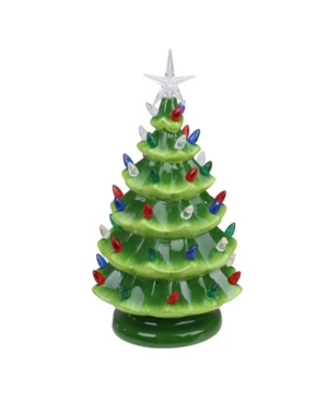 Northlight Lighted Retro Table Top Christmas Tree With Star Topper In Green