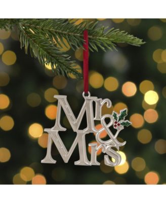 "Mr and Mrs" Christmas Ornament with Holly Leaves