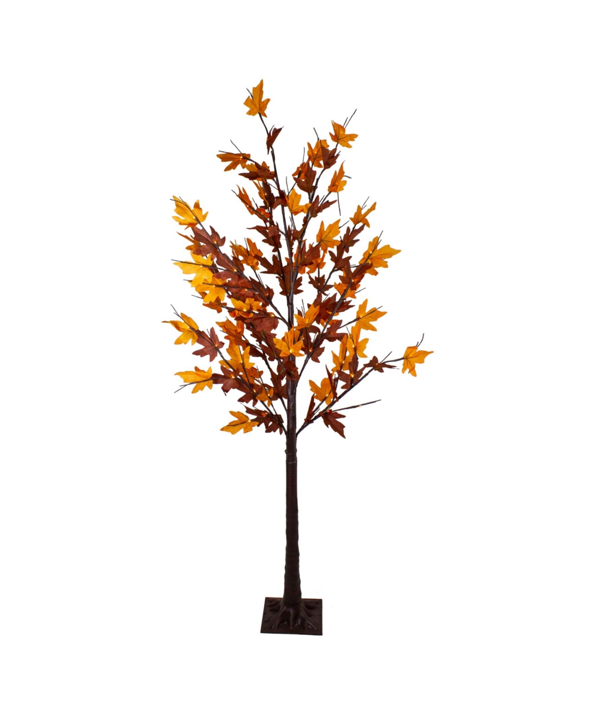 6' Pre-Lit Led Brown Maple Artificial Christmas Tree- Clear Lights - Brown