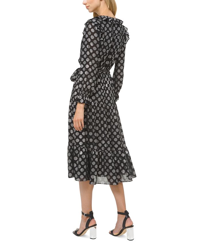 Michael Kors Dot Print Ruffled A-Line Dress - Macy's