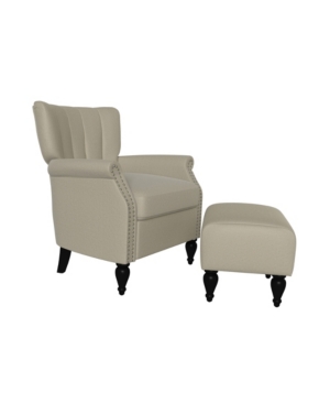 Handy Living Citybrook Channel Tufted Rolled Arm Chair and Ottoman Set