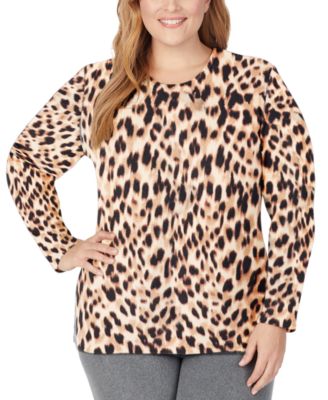 Cuddl Duds - Plus Size Fleecewear With Stretch Long-Sleeve Crewneck Top