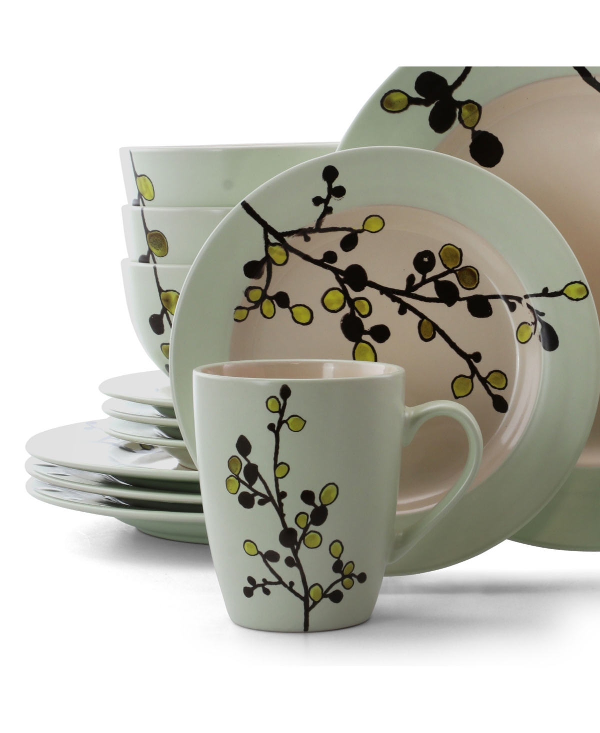 Elama Retro Bloom 16 Piece Luxurious Stoneware Dinnerware Set