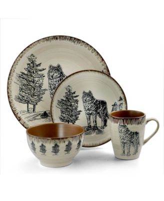 Majestic Wolf 16 Pc. Dinnerware Set, Service for 4