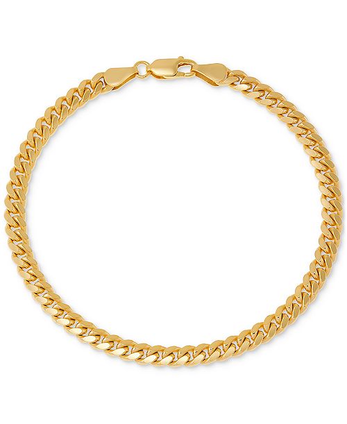 alfani Macy's Men's Cuban Link Bracelet in 18k Gold-plated Sterling Silver & Sterling Silver Jewelry & Watches