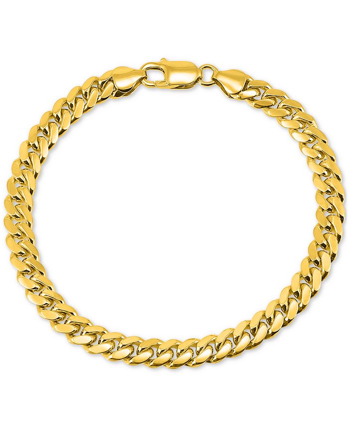 Macy's Men's Cuban Link Chain Bracelet in 18k Gold-Plated Sterling ...