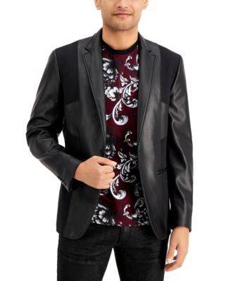 INC International Concepts - Men's Faux Leather Pieced Blazer