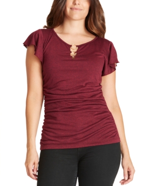 image of Bcx Juniors- Ring-Detailed Flutter-Sleeve Top