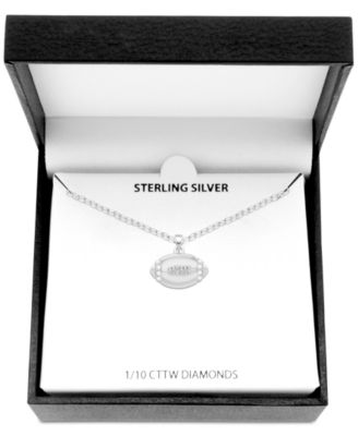 Diamond Football 18" Pendant Necklace (1/10 ct. t.w.) in Sterling Silver