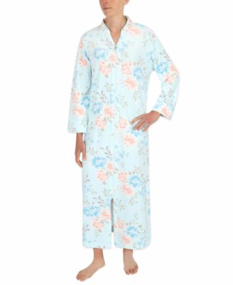 Miss Elaine - Floral-Print Long Zipper Robe