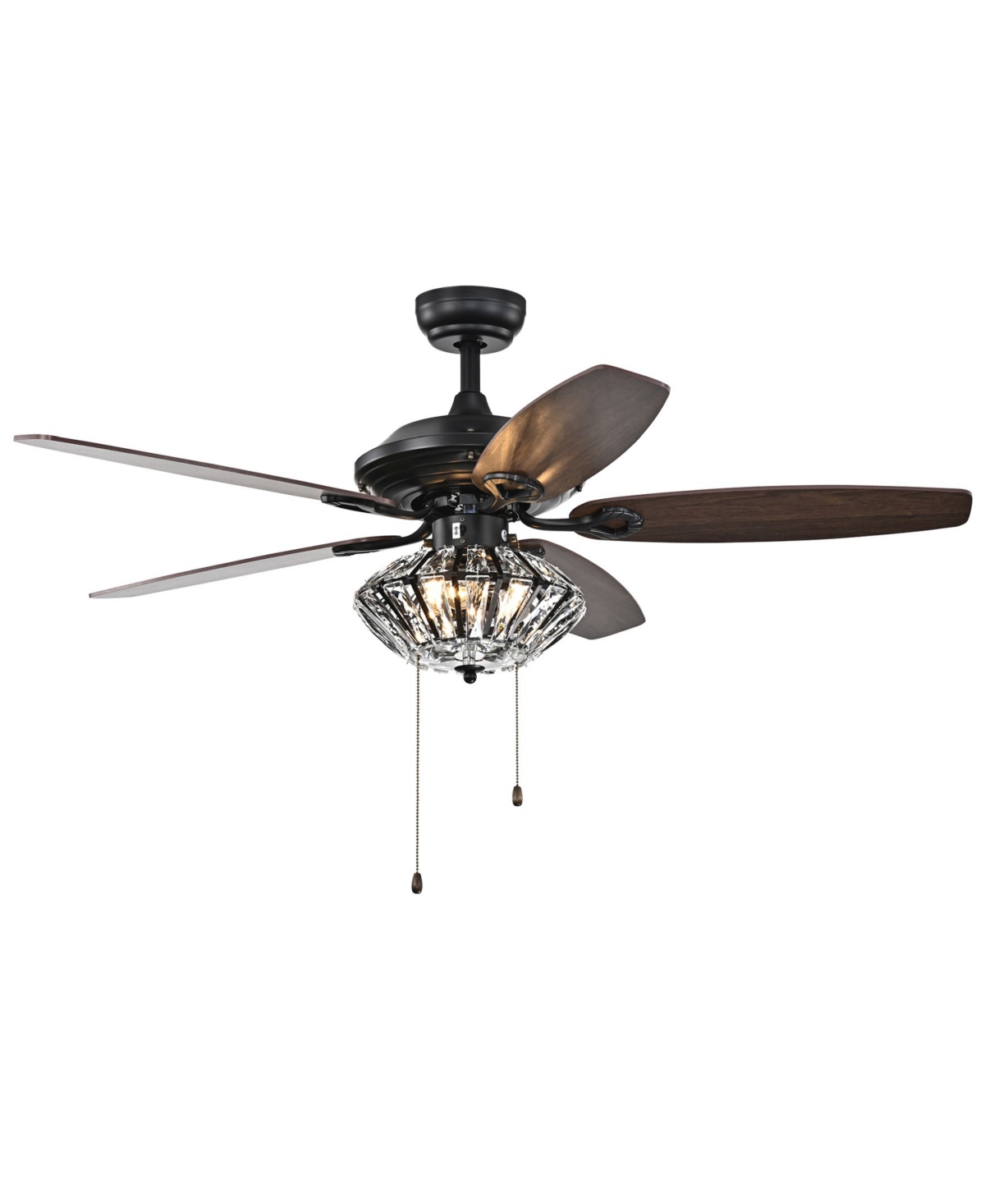 Home Accessories Copper 52" 2-Light Indoor Hand Pull Chain Ceiling Fan with Light Kit - Black